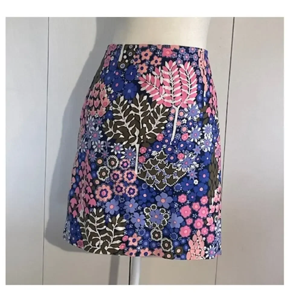 Talbots Size 14P Floral Spring Summer Skirt Cotton